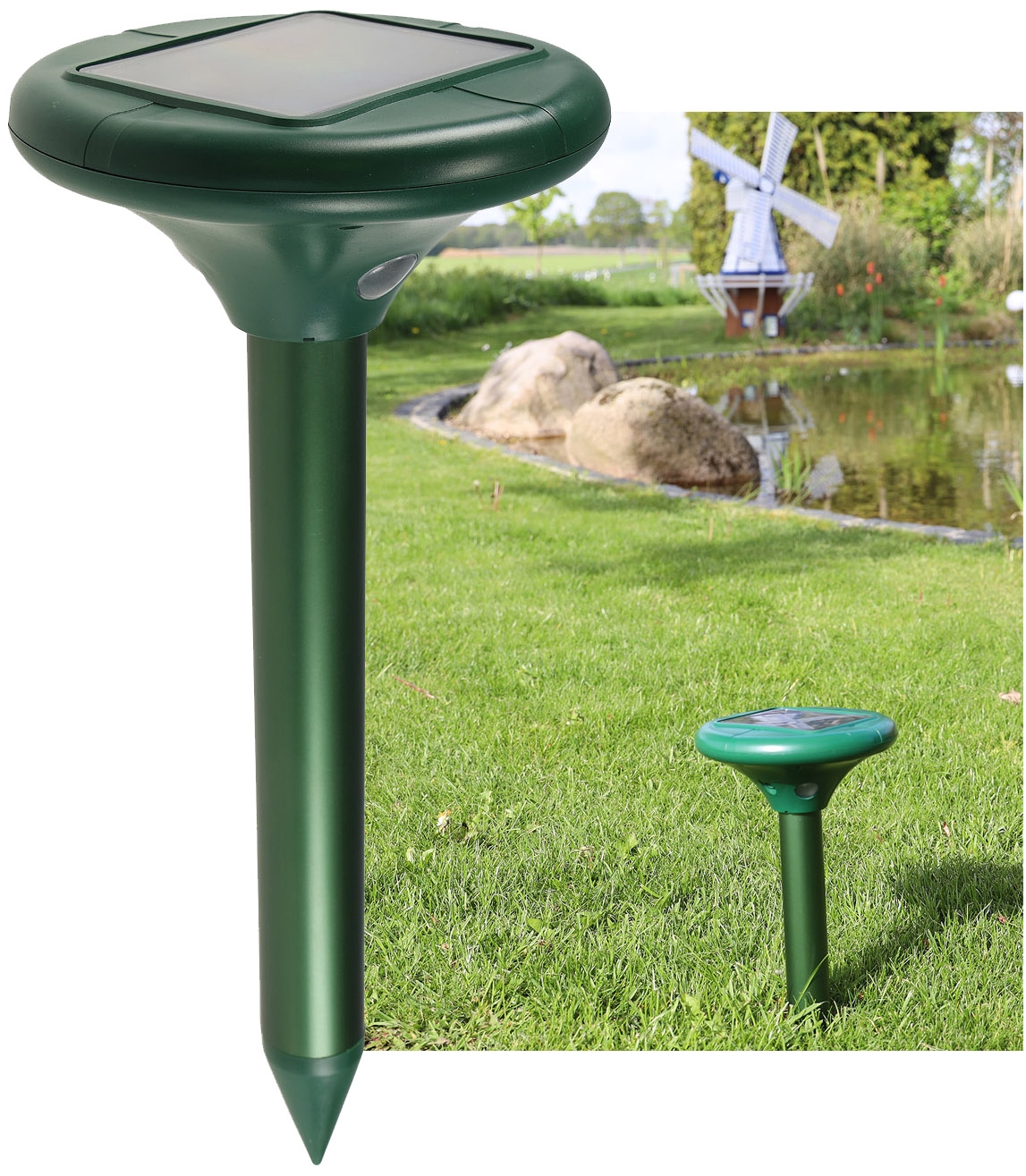 Lot De 4 Répulsifs Solaires Anti-taupes Et Campagnols - Écologique, Solaire, Noir/vert